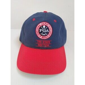 PGA Tri-State Section Town Talk Red & Blue Adjustable Back Golf Hat - USA Made